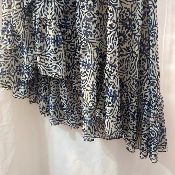 Free People Printed Ruffed Neck-Tie Mini Dress Size XSmall - Picture 6 of 10